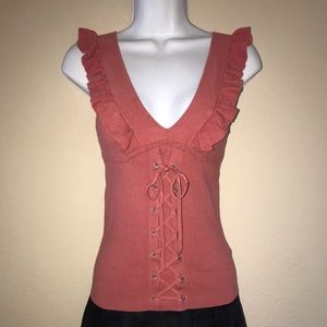 V-neck ruffle sweater top